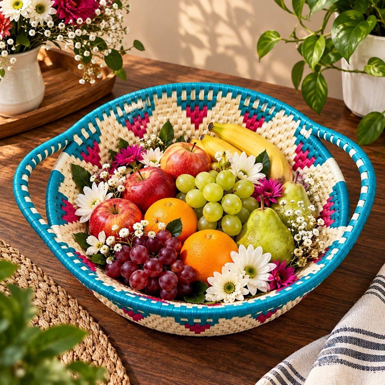 Handcrafted Round Fruit Basket