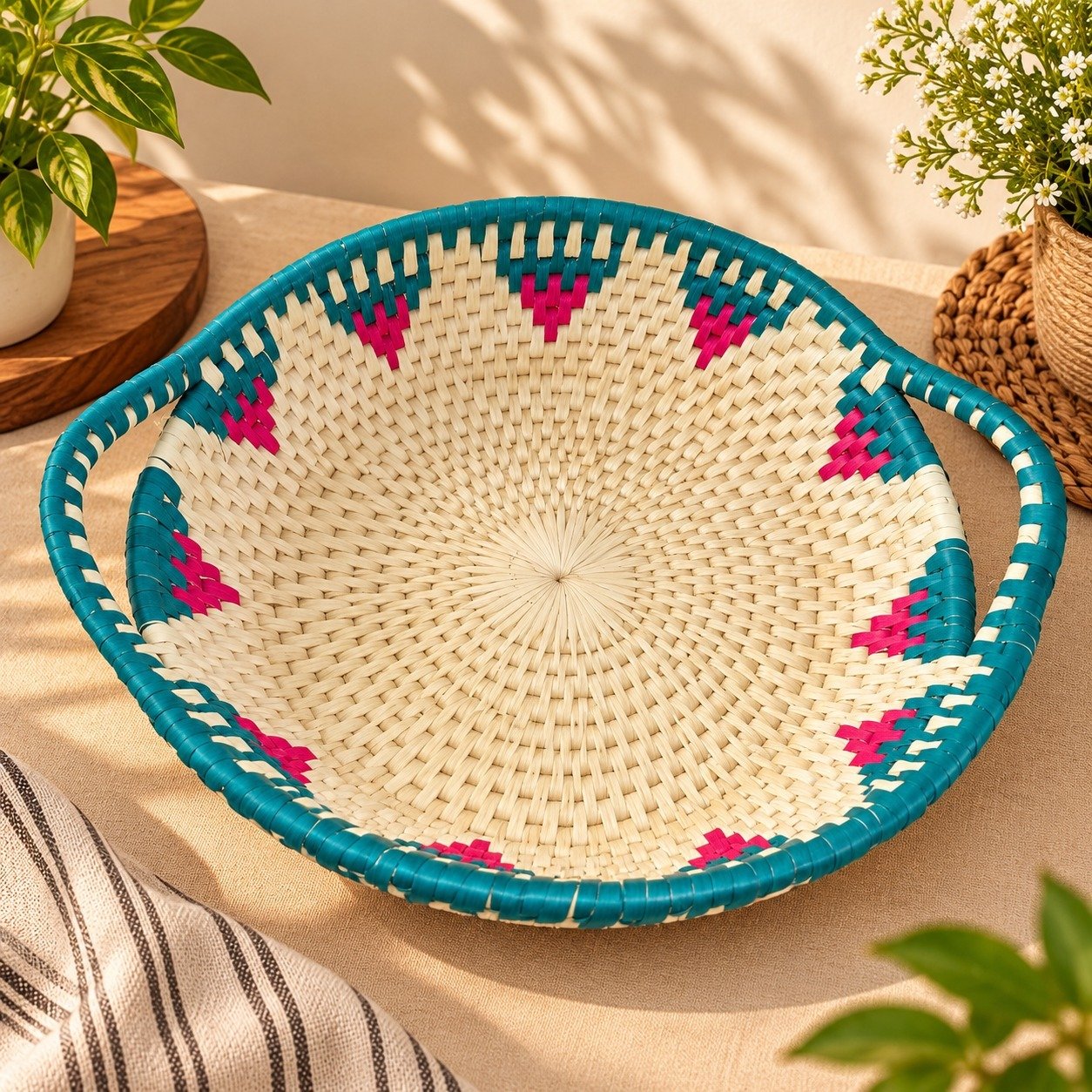 Handcrafted Round Fruit Basket - Image 3