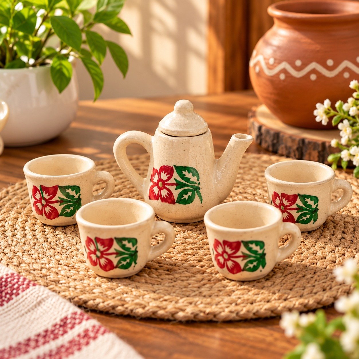 Handcrafted Clay Tea Set