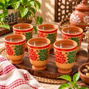 Handcrafted Mitti Glass with Stand | Clay Drinking Glass
